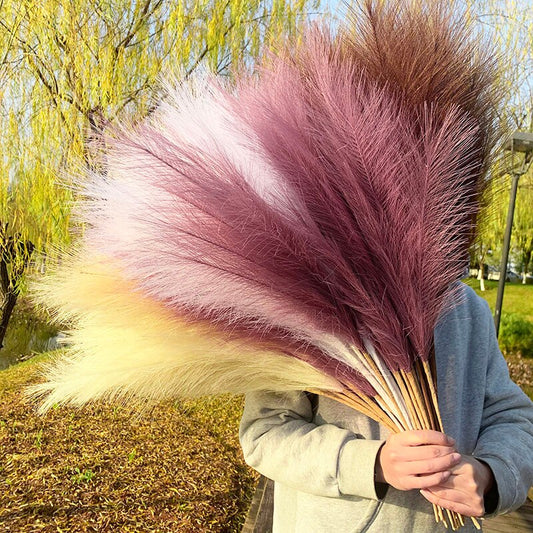 70-120cm Artificial Pampas Grass Branch Fake Bulrush Fake Plant Flowers Reed Pantas Wedding Party Home Decoration DIY Bouquet